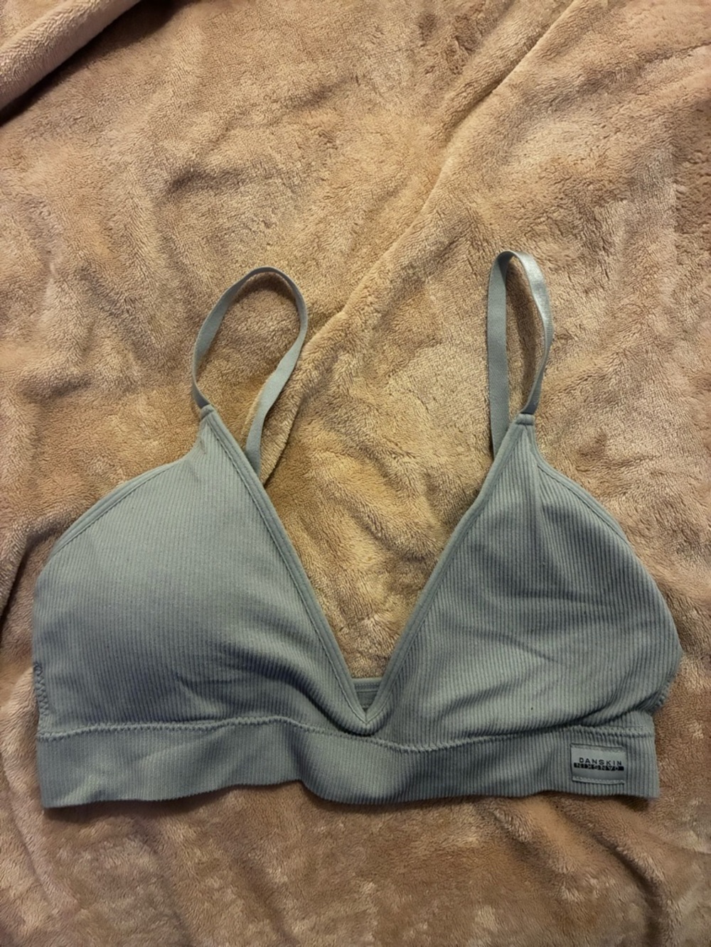 💰5/$10 Branded Ribbed Triangle Bralette in Light blue